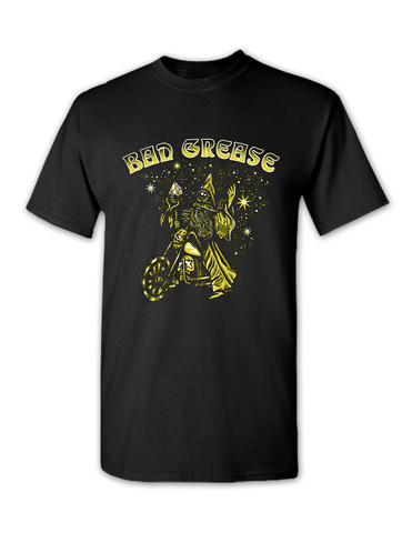 Wizard t-shirt - BLACK FRONT| Bad Grease Inc
